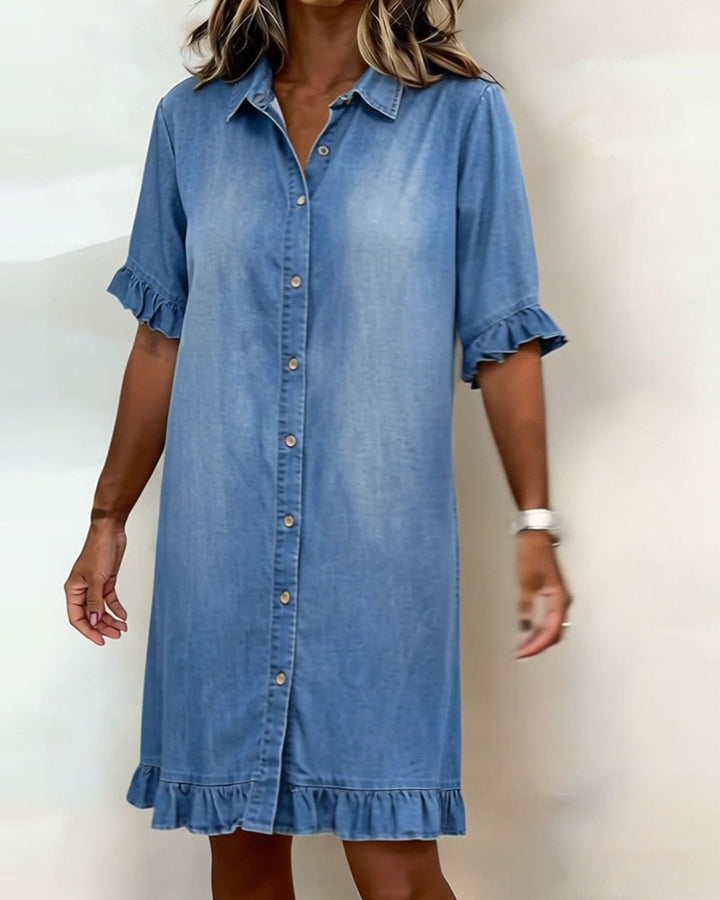 Maria | Abito in denim confortevole con pieghe valorizzanti