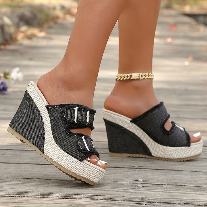 Atelier | Sandali Wedge con Bordo Sfilacciato