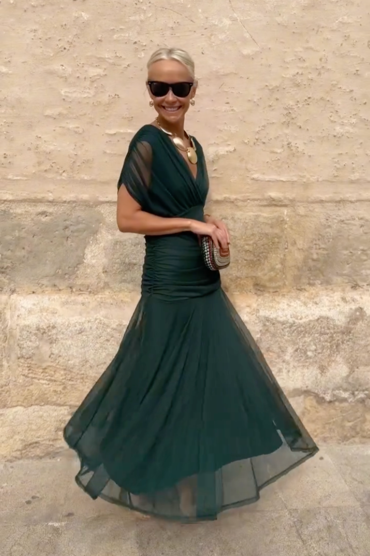 Louise - Abito lungo elegante da festa con scollo a V