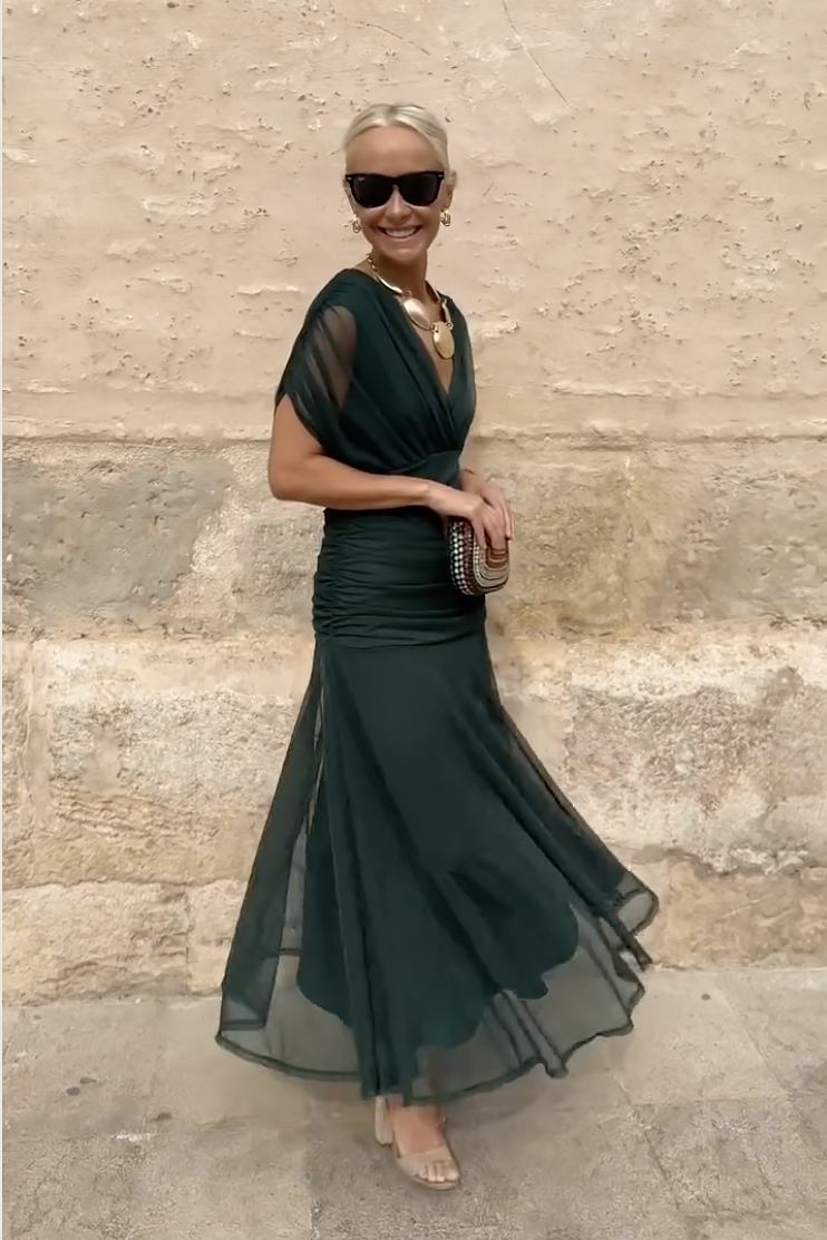 Louise - Abito lungo elegante da festa con scollo a V