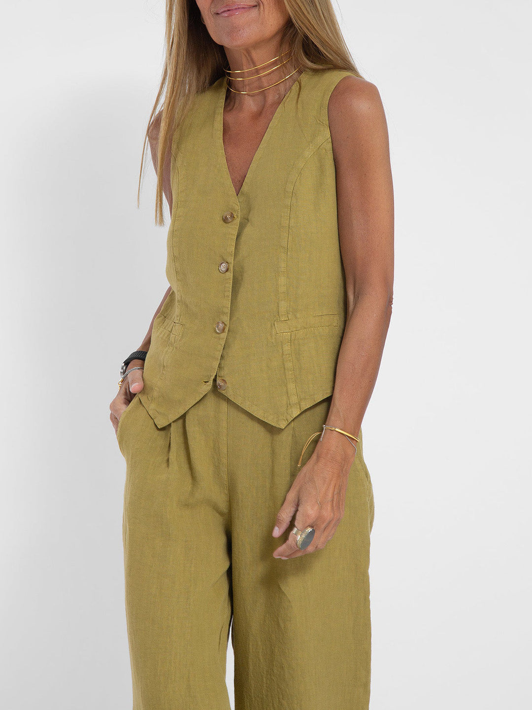 Aira - Completo due pezzi con gilet e pantaloni a gamba larga