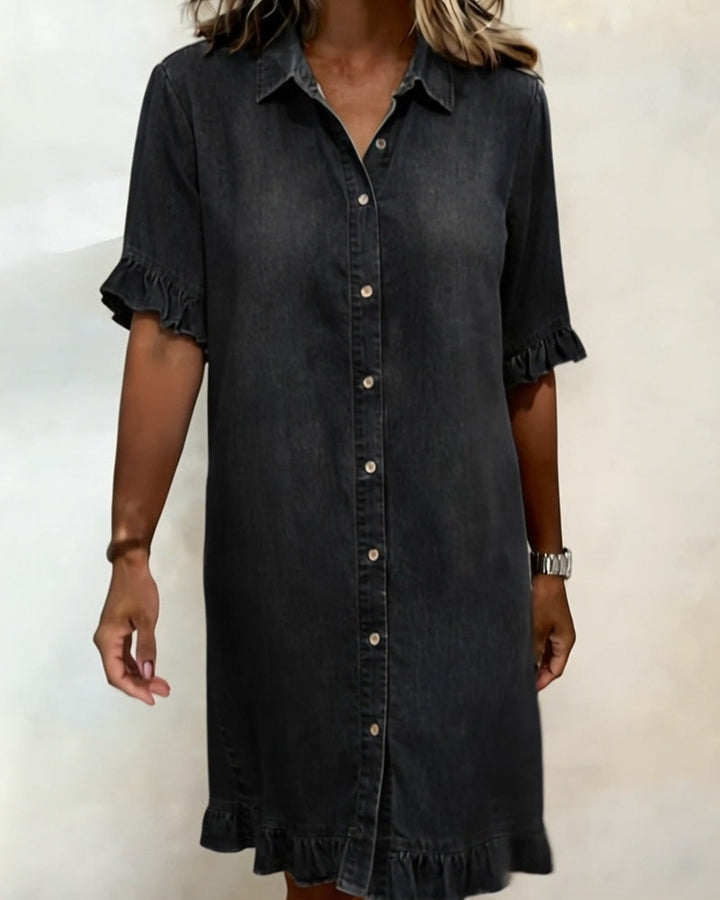 Maria | Abito in denim confortevole con pieghe valorizzanti