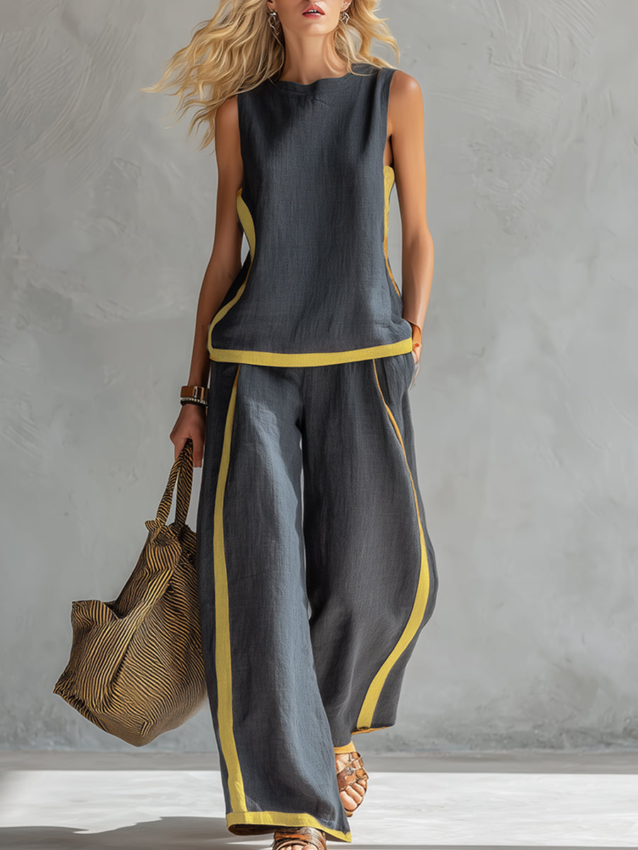 Leila – Completo bicolore gilet e pantaloni