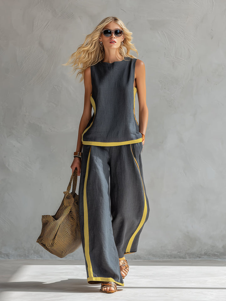 Leila – Completo bicolore gilet e pantaloni