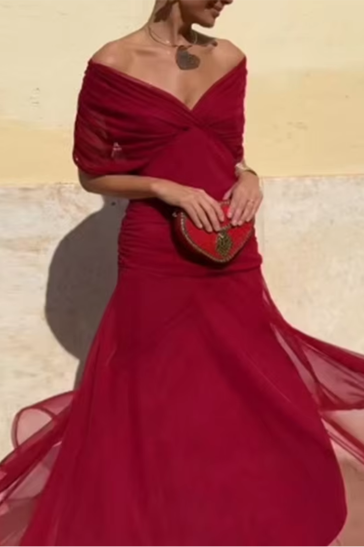 Louise - Abito lungo elegante da festa con scollo a V