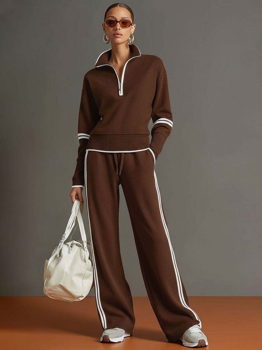 Priscilla - Completo Sportivo Elegante con Felpa Mezza Zip