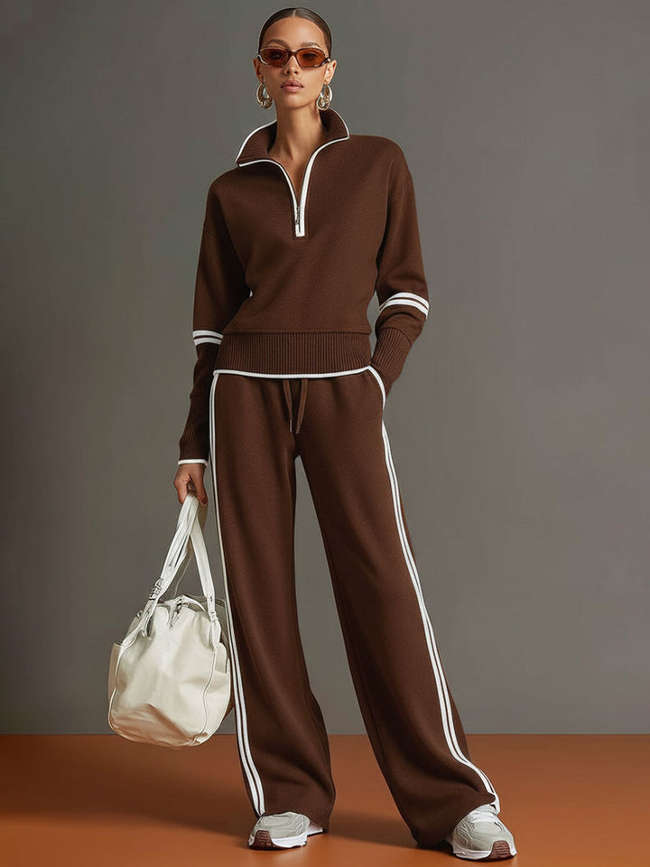 Priscilla - Completo Sportivo Elegante con Felpa Mezza Zip