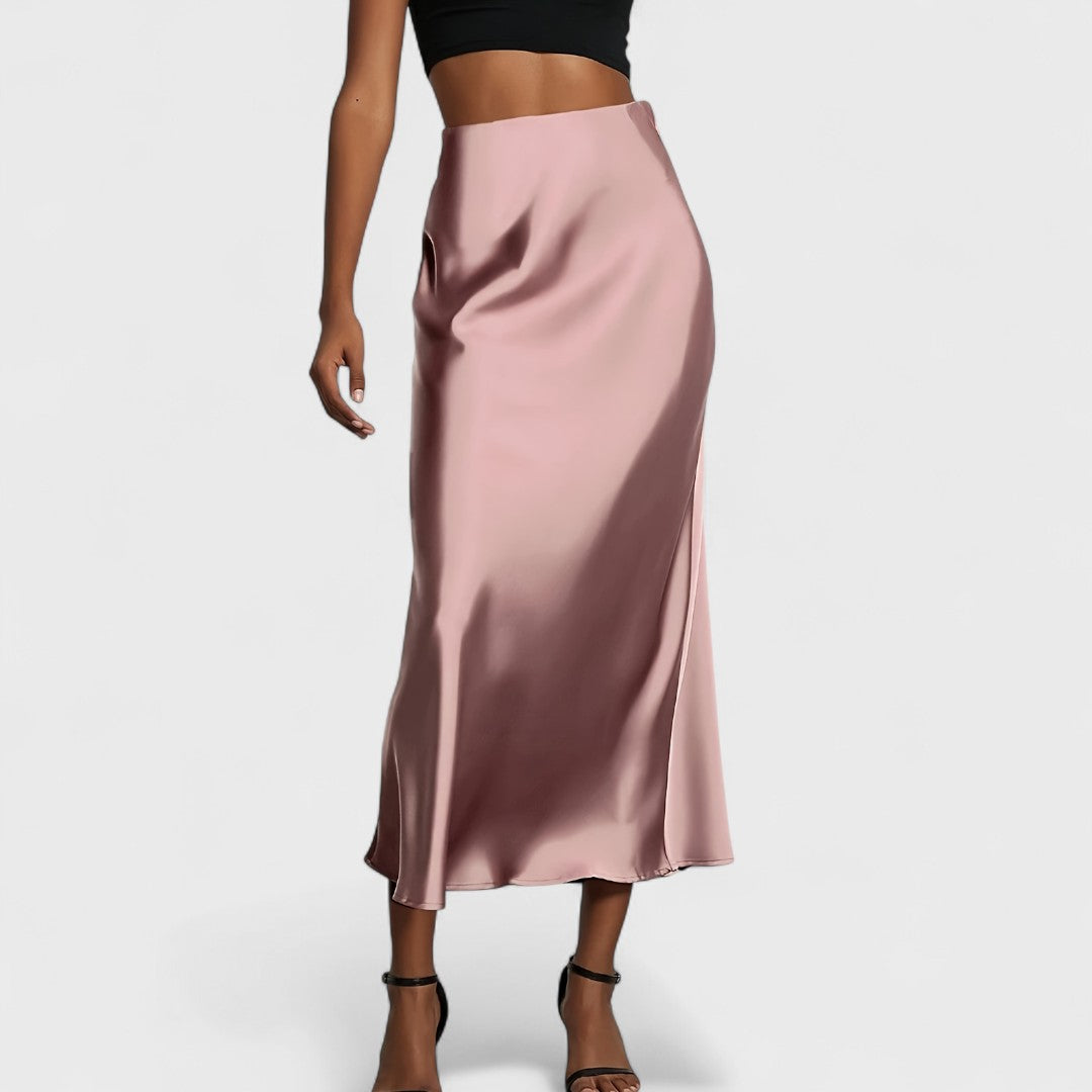 Sasha - Gonna Midi in Raso a Vita Alta da Donna