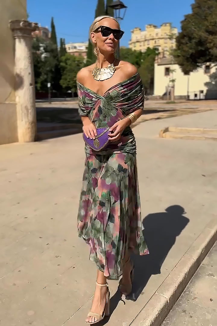 Louise - Abito lungo elegante da festa con scollo a V