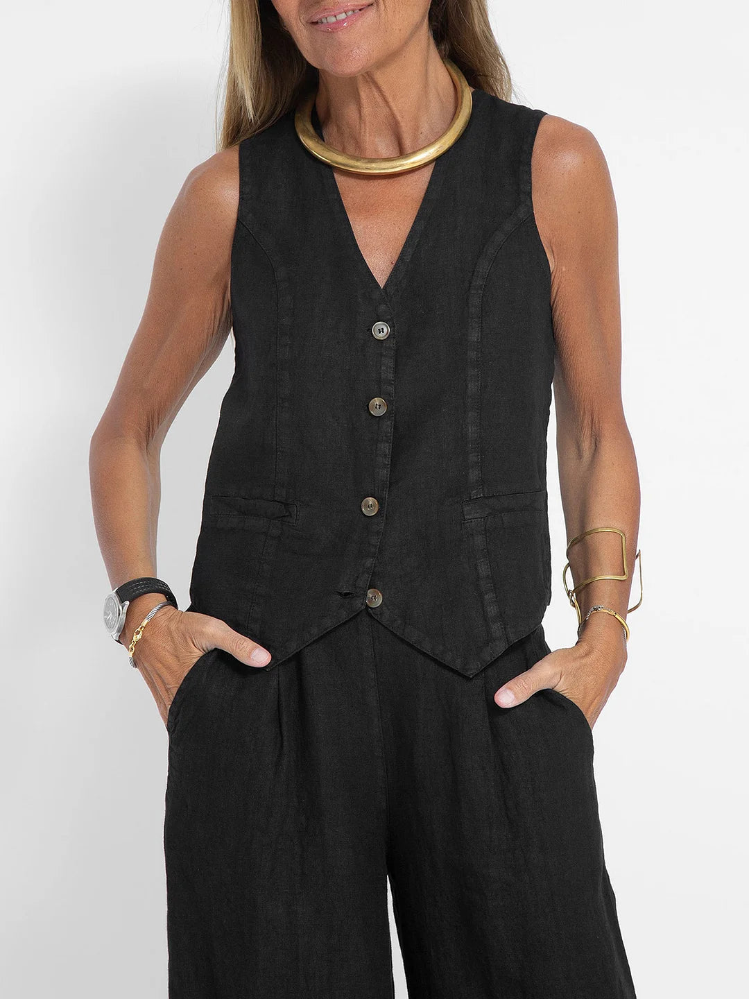 Aira - Completo due pezzi con gilet e pantaloni a gamba larga