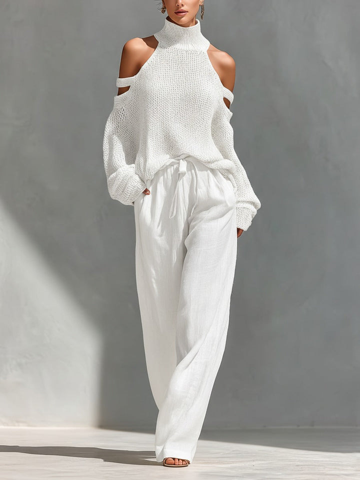 Camilla - Elegante completo in maglia e tessuto fluido