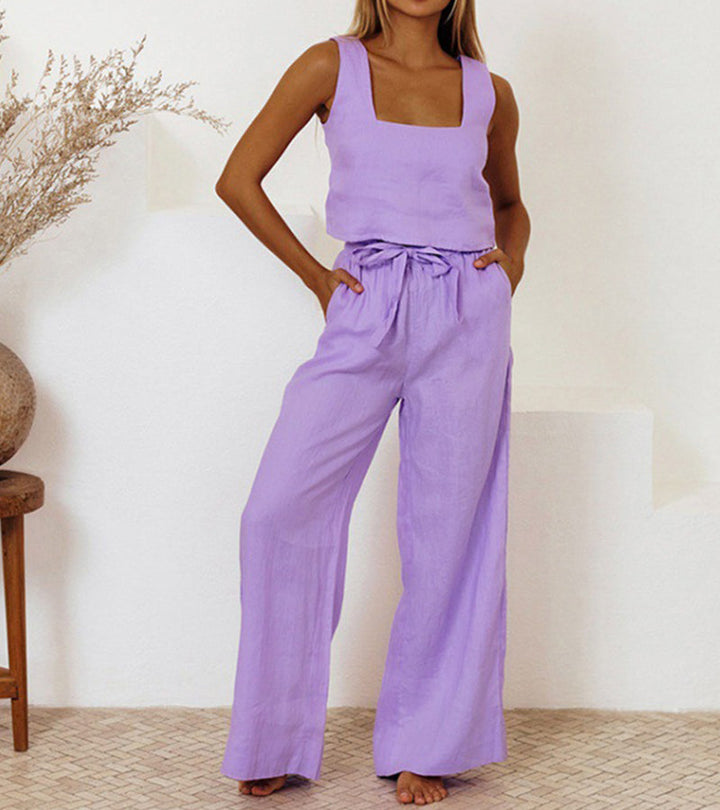 Milena - Completo due pezzi con top minimal e pantaloni a gamba larga