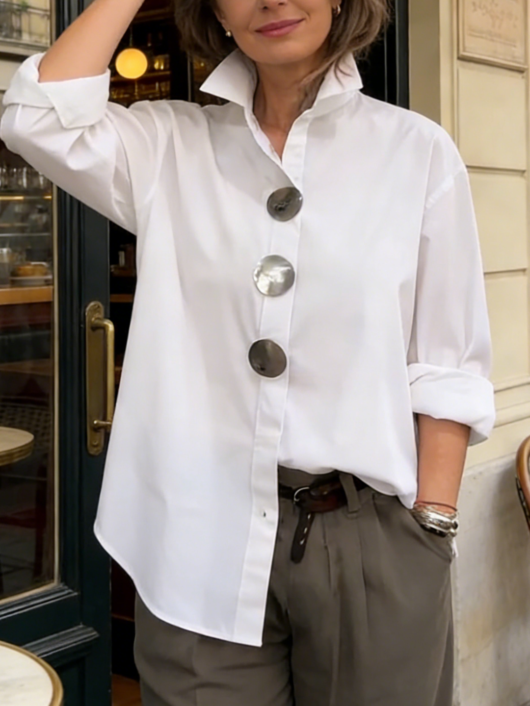 Rosaline | Blusa con Collo alla Francese e Bottoni D'impatto