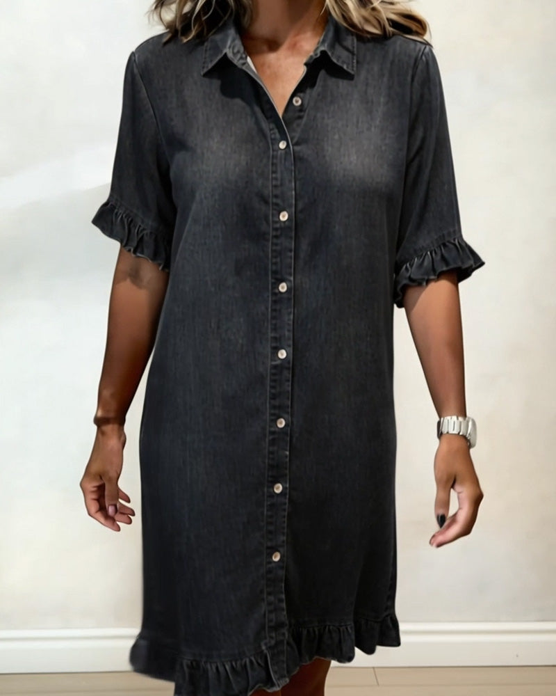 Maria | Abito in denim confortevole con pieghe valorizzanti