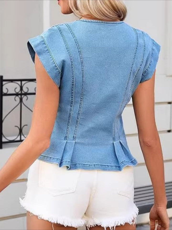 Viera | Top in Denim con Scollo a V