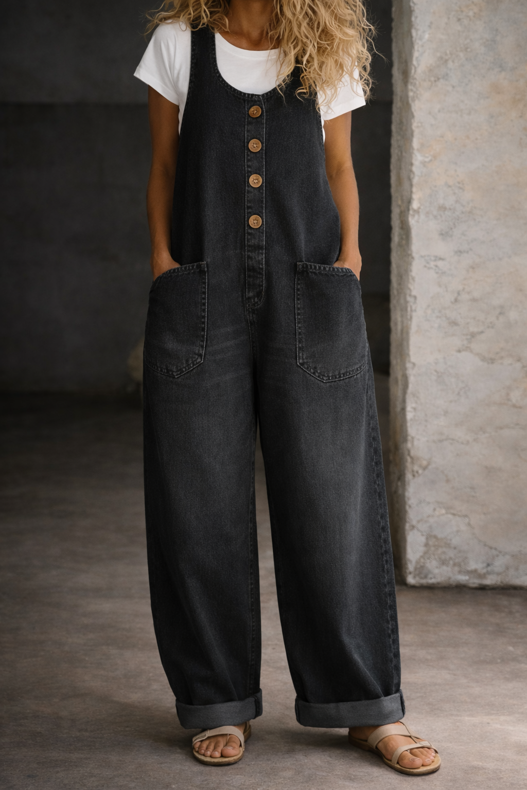 Bethany | Salopette in Denim di Cotone Vintage Lavato