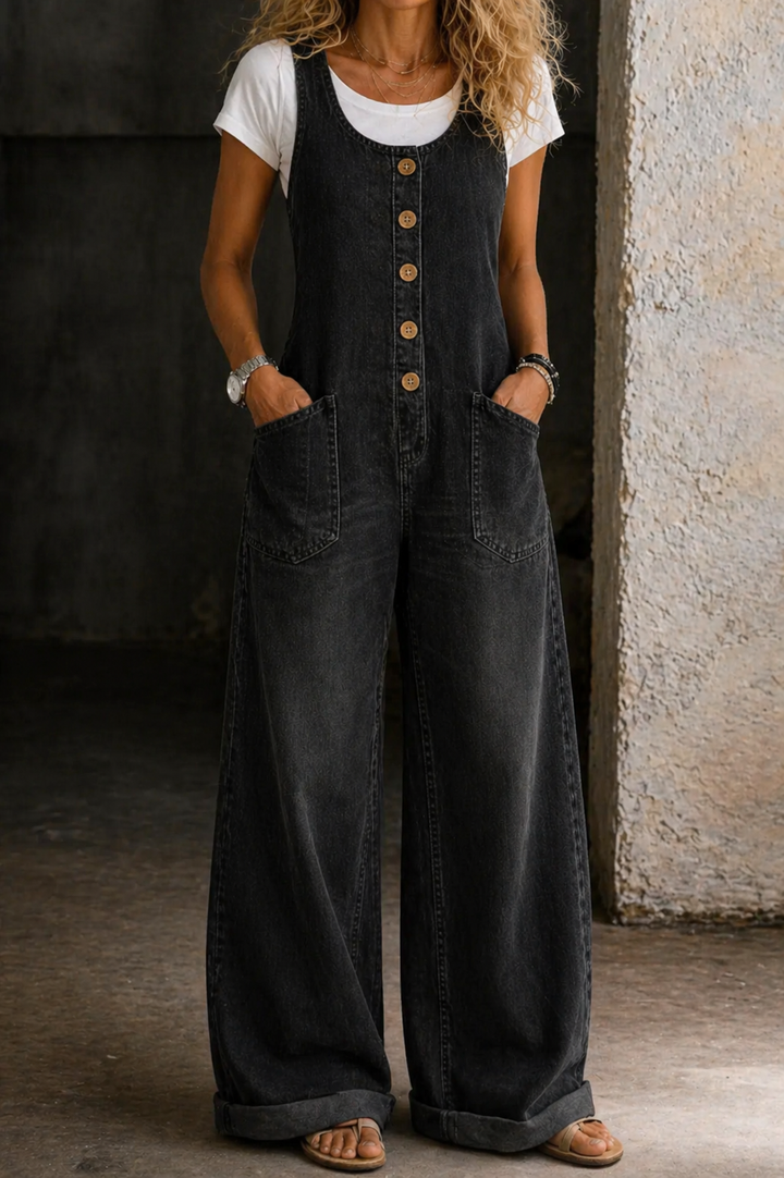 Bethany | Salopette in Denim di Cotone Vintage Lavato