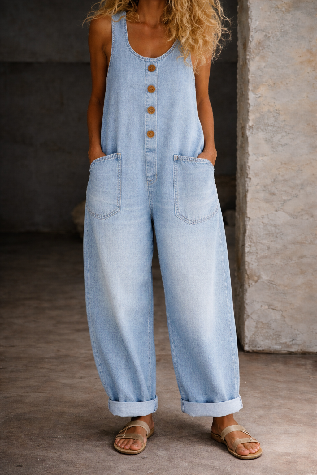 Sadie | Salopette in Denim Lavato Vintage