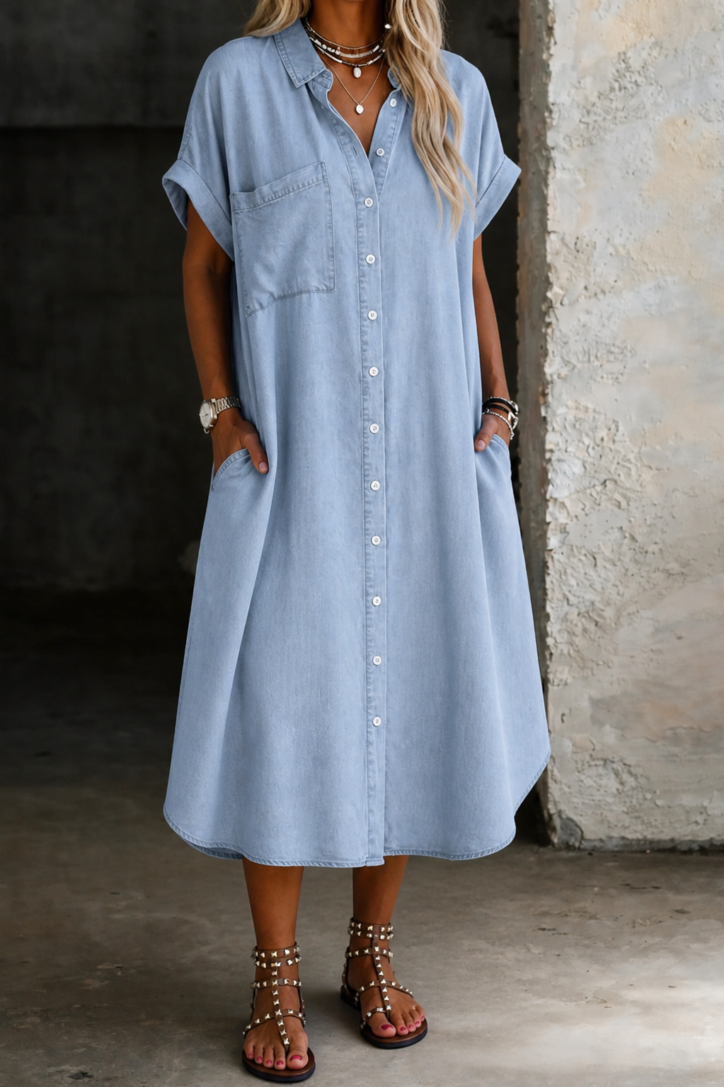 Karen | Camicia Abito in Denim Leggero