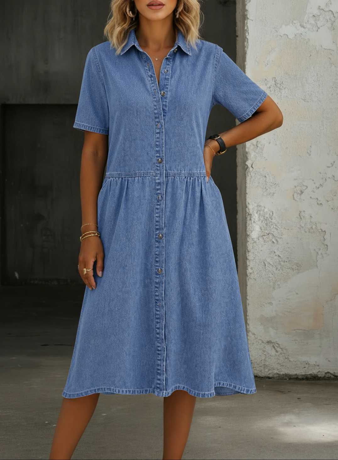 Carol | Abito in Denim a Maniche Corte