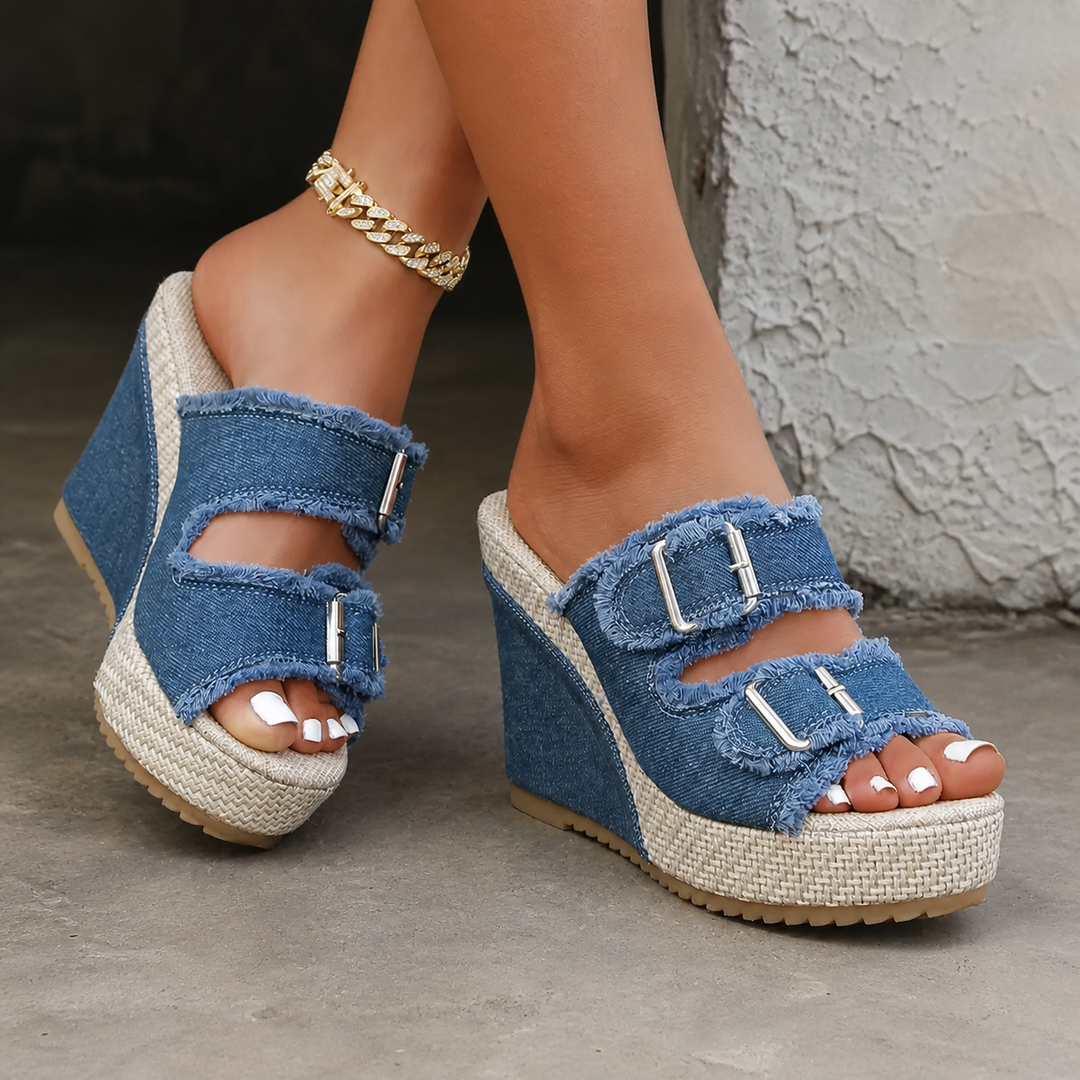 Atelier | Sandali Wedge con Bordo Sfilacciato