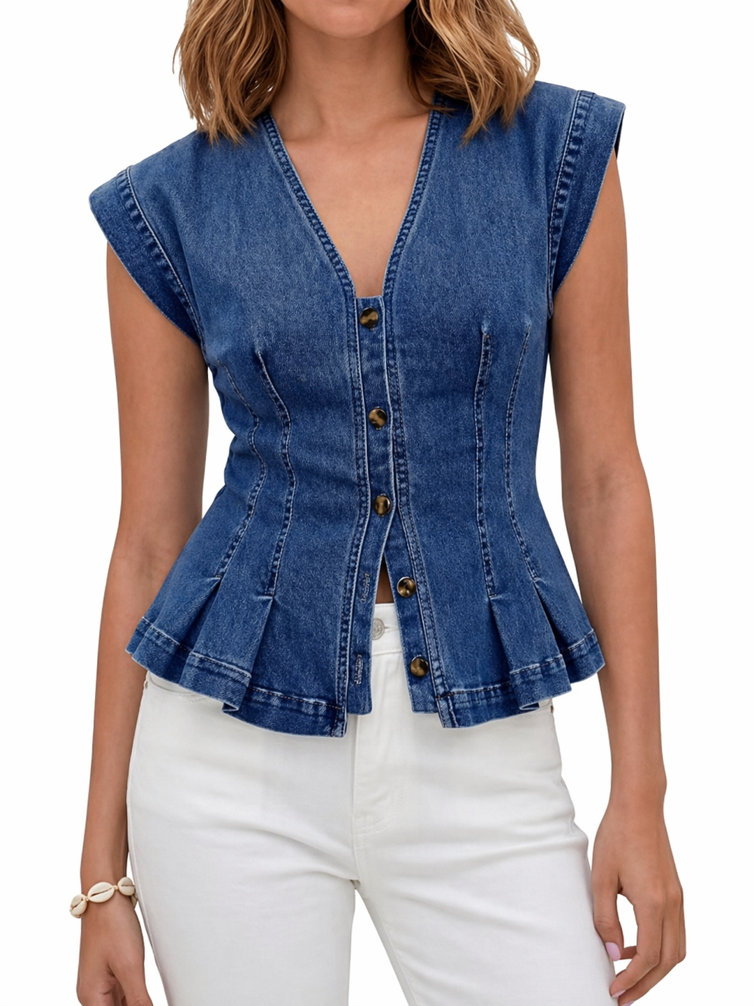 Viera | Top in Denim con Scollo a V