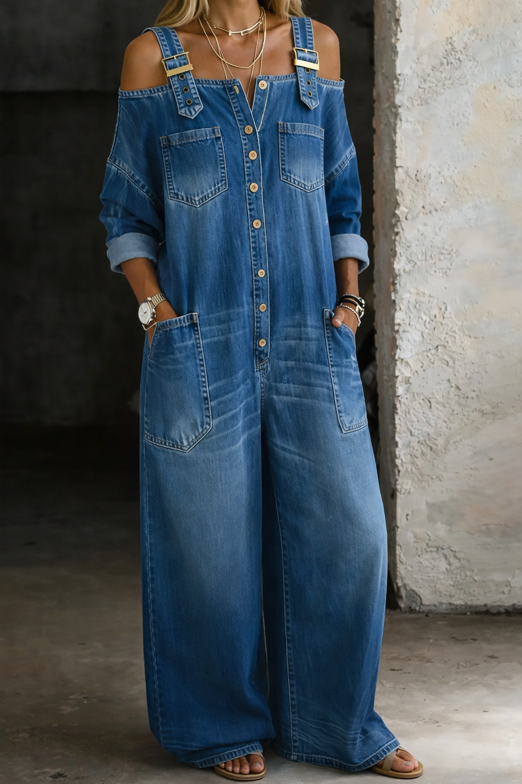 Sophia | Tuta in Denim Off Shoulder