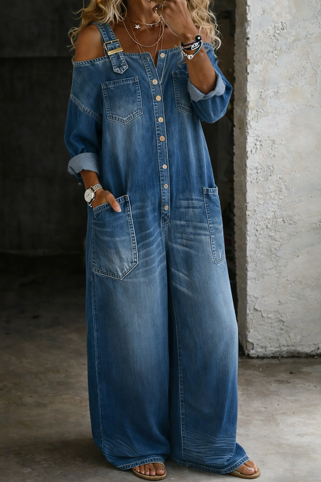 Sophia | Tuta in Denim Off Shoulder