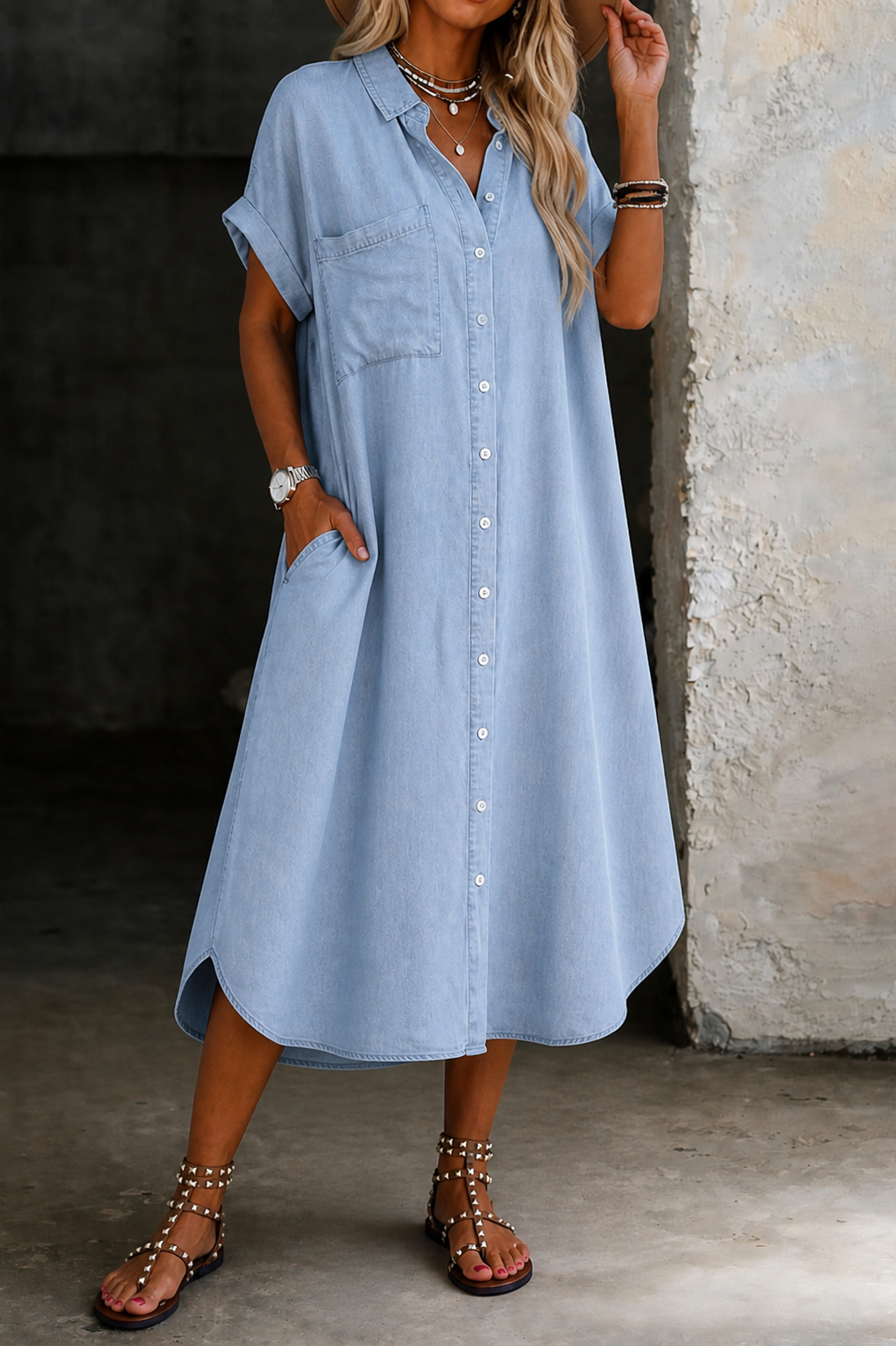 Karen | Camicia Abito in Denim Leggero