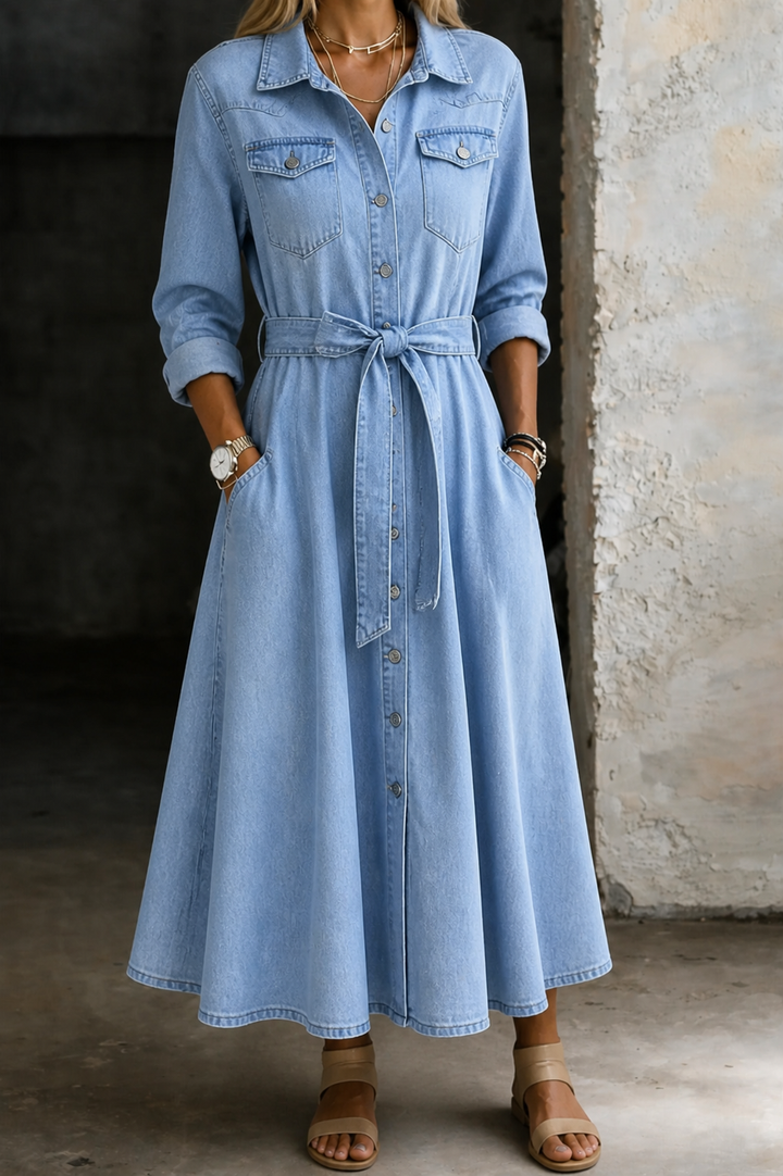 Luna | Abito in Denim a Maniche Lunghe