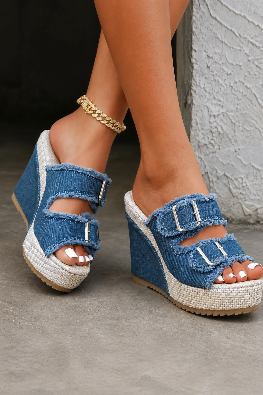 Atelier | Sandali Wedge con Bordo Sfilacciato