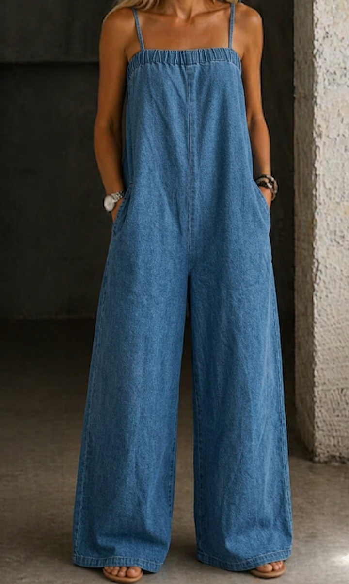 Madison | Salopette in Denim a Gamba Larga