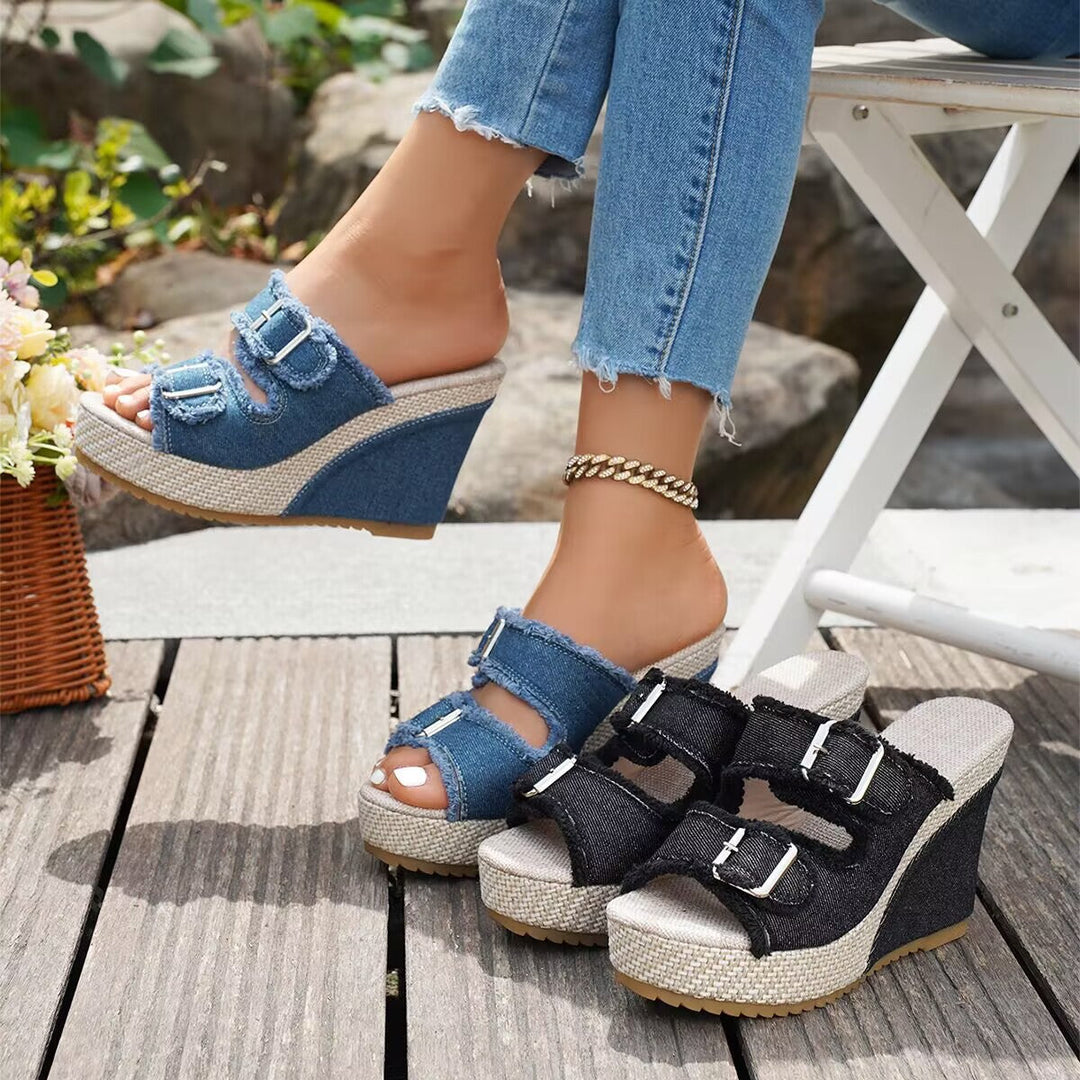 Atelier | Sandali Wedge con Bordo Sfilacciato