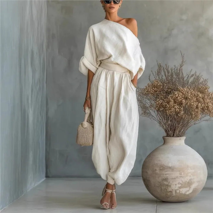 Ginevra - Completo in due pezzi con top ampio e pantaloni a gamba larga