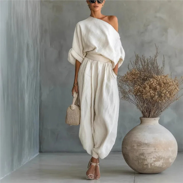 Ginevra - Completo in due pezzi con top ampio e pantaloni a gamba larga