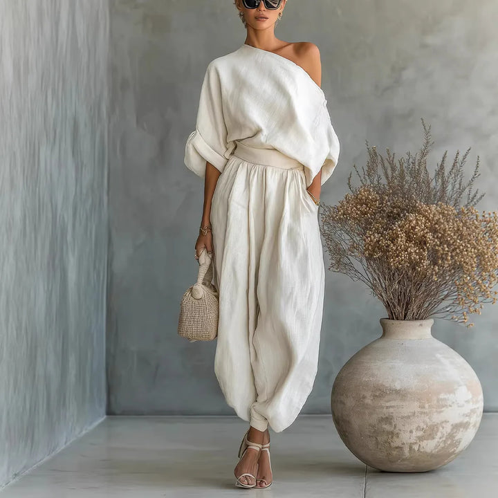 Ginevra - Completo in due pezzi con top ampio e pantaloni a gamba larga