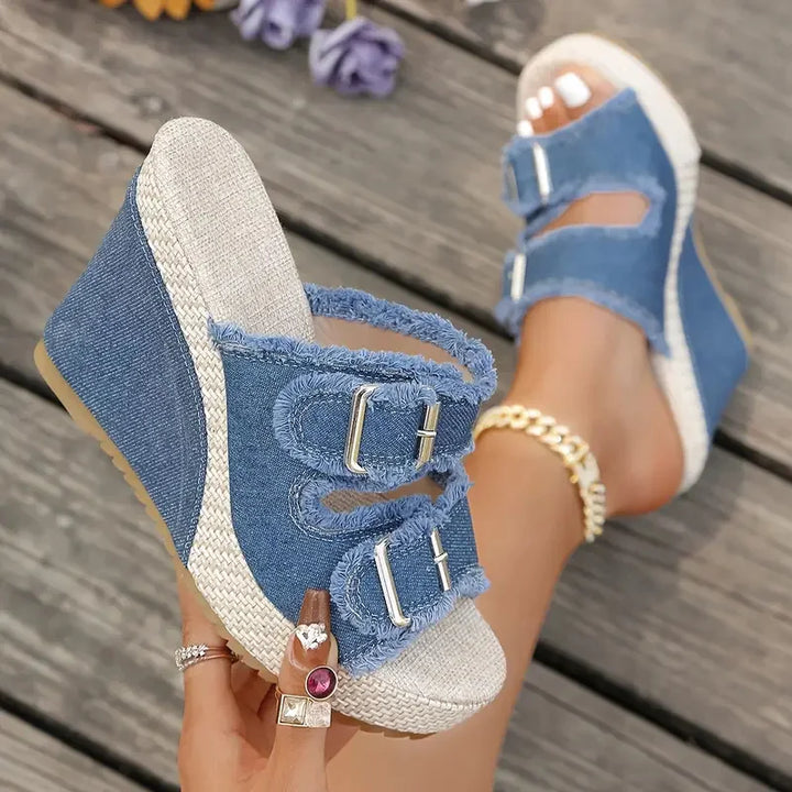 Atelier | Sandali Wedge con Bordo Sfilacciato