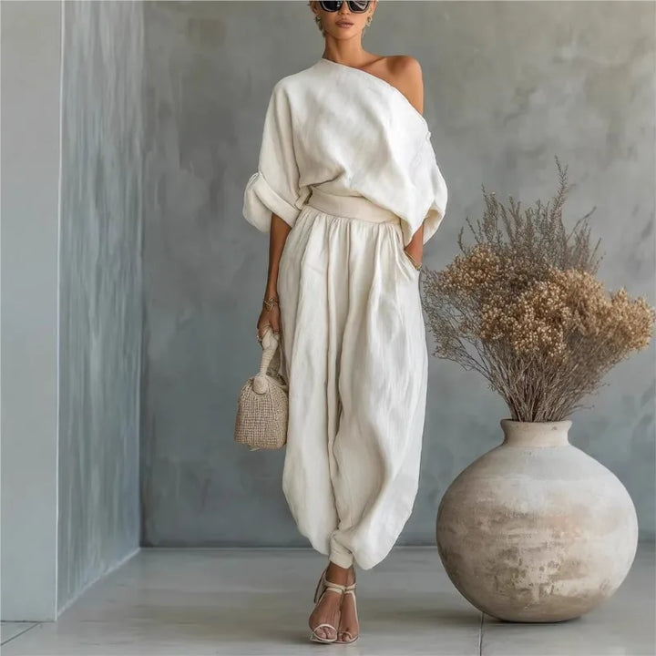 Ginevra - Completo in due pezzi con top ampio e pantaloni a gamba larga