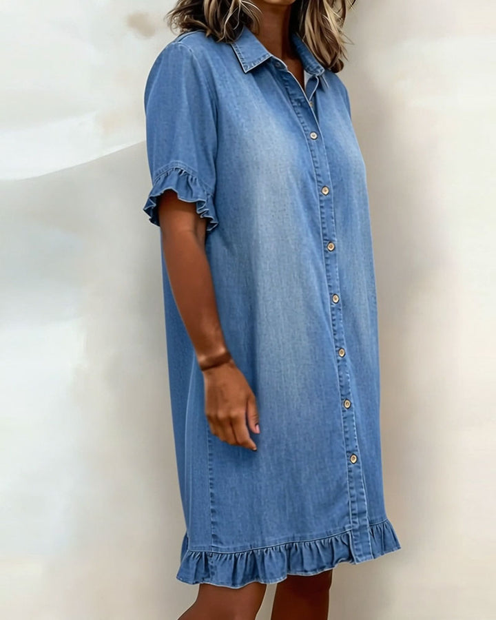 Maria | Abito in denim confortevole con pieghe valorizzanti