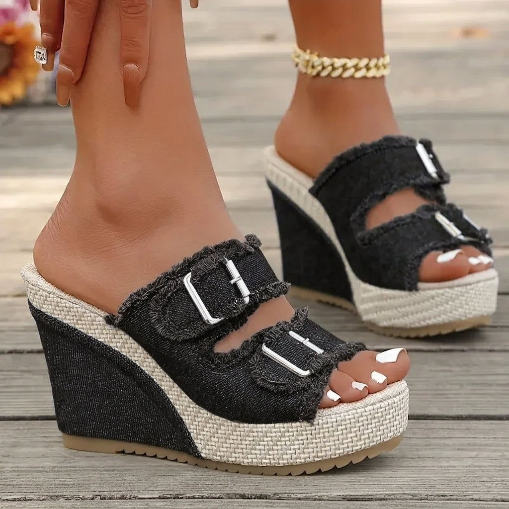 Atelier | Sandali Wedge con Bordo Sfilacciato