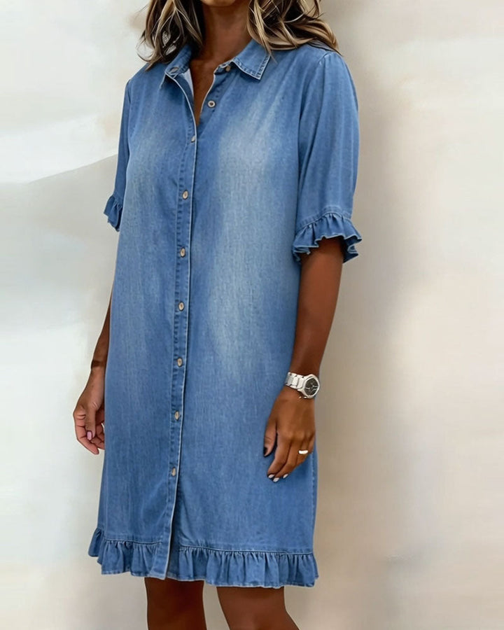 Maria | Abito in denim confortevole con pieghe valorizzanti