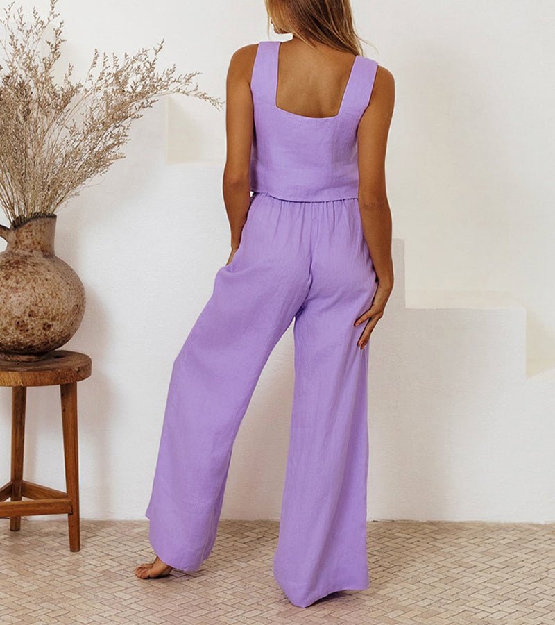 Milena - Completo due pezzi con top minimal e pantaloni a gamba larga