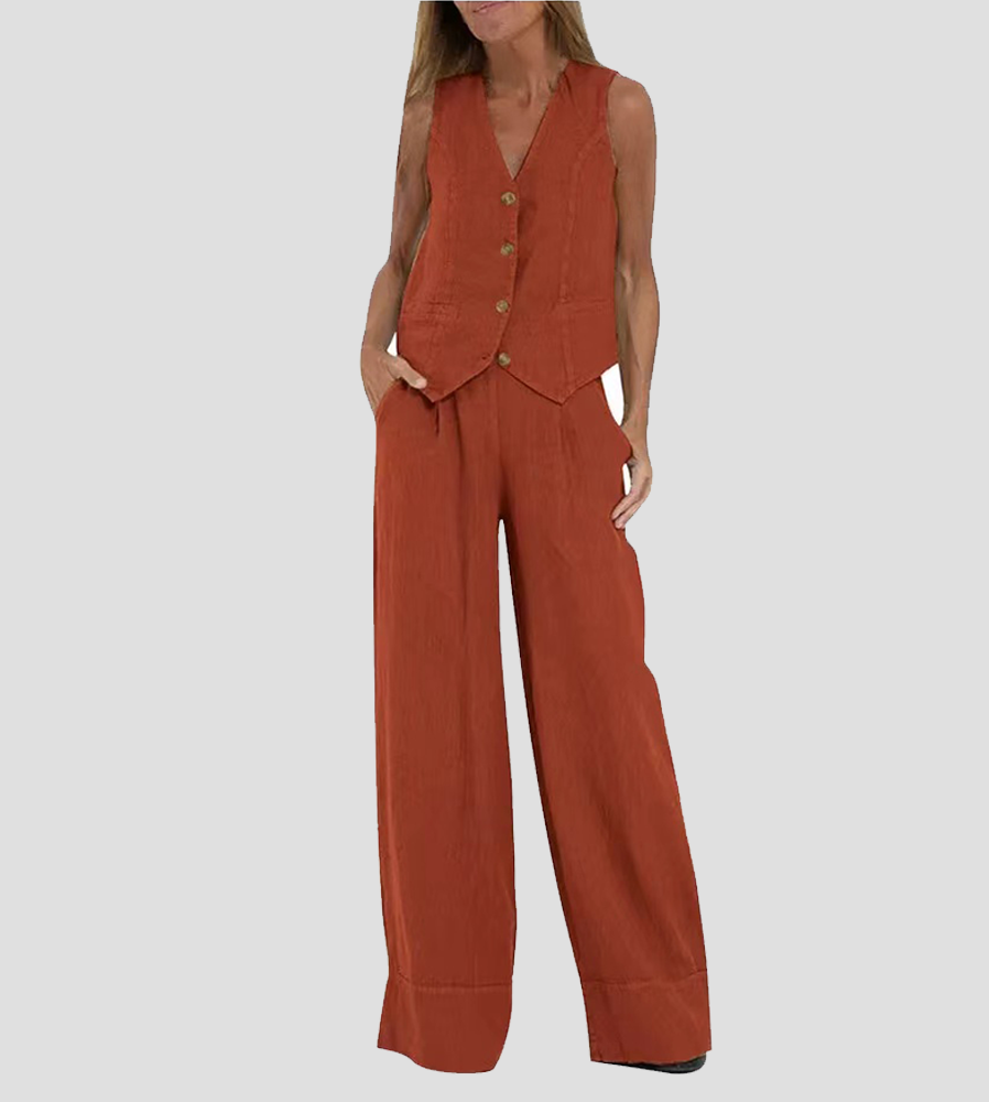Aira - Completo due pezzi con gilet e pantaloni a gamba larga