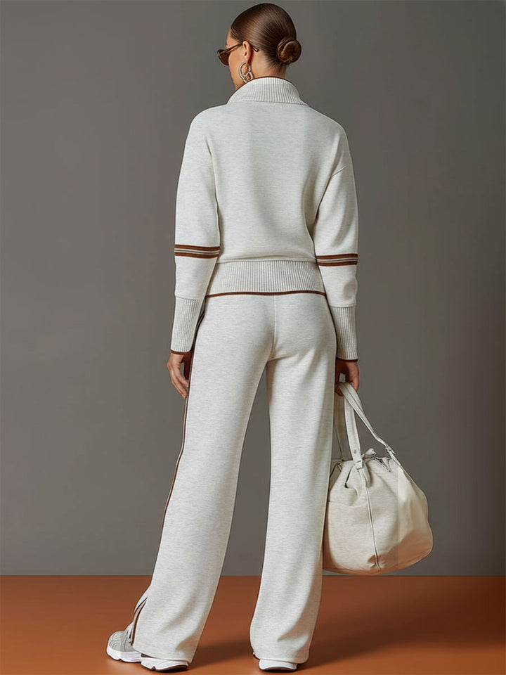Priscilla - Completo Sportivo Elegante con Felpa Mezza Zip