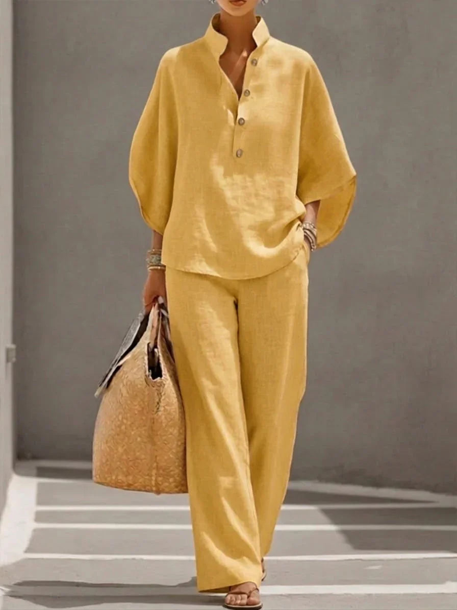 Maribel - Completo elegante con maniche a pipistrello e pantaloni larghi