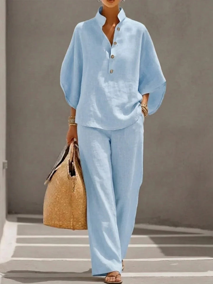 Maribel - Completo elegante con maniche a pipistrello e pantaloni larghi