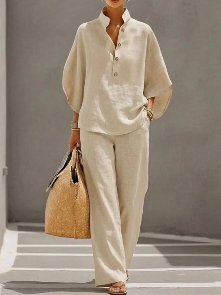 Maribel - Completo elegante con maniche a pipistrello e pantaloni larghi