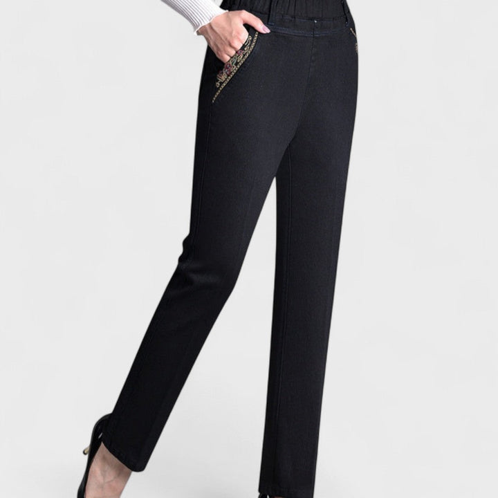 Maira - Jeans da donna con tasche laterali e vita elastica