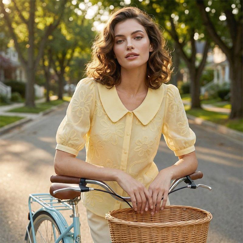 Camille | Camicia con colletto retrò a fiori