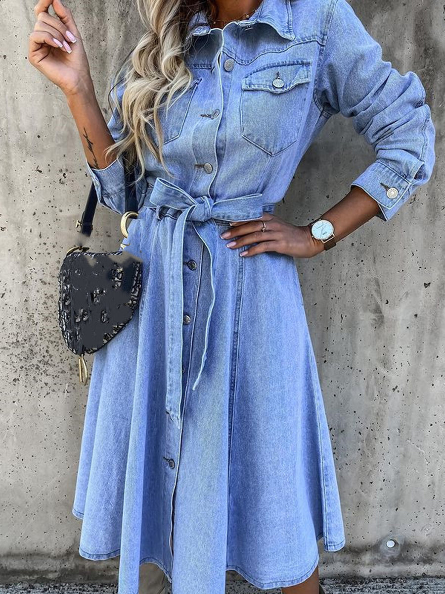 Luna | Abito in Denim a Maniche Lunghe